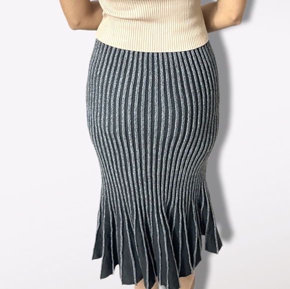Striped Knitted Midi Skirt - Picture 2 of 6
